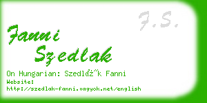 fanni szedlak business card